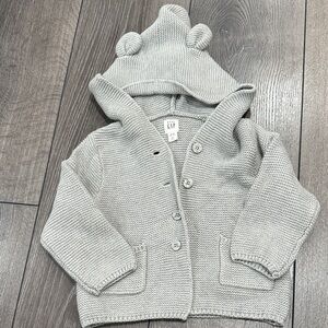 GAP Light Gray Baby Cardigan with Bear Ears